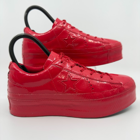 Converse Shoes - Converse One Star Platform Ox Sneakers Womens 5.5 5 1/2 Triple Red Leather Shoes